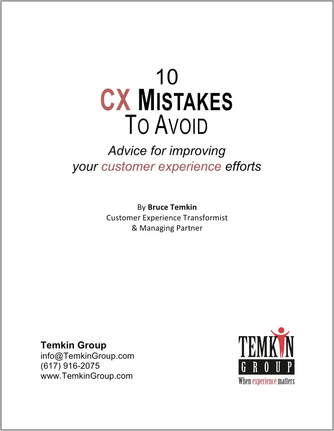 Bruce Temkin - 10 CX Mistakes To Avoid book cover